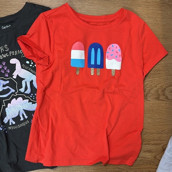 Cat & Jack size small girls short sleeved tees - Dino and popsicle never worn. - Picture 2 of 4